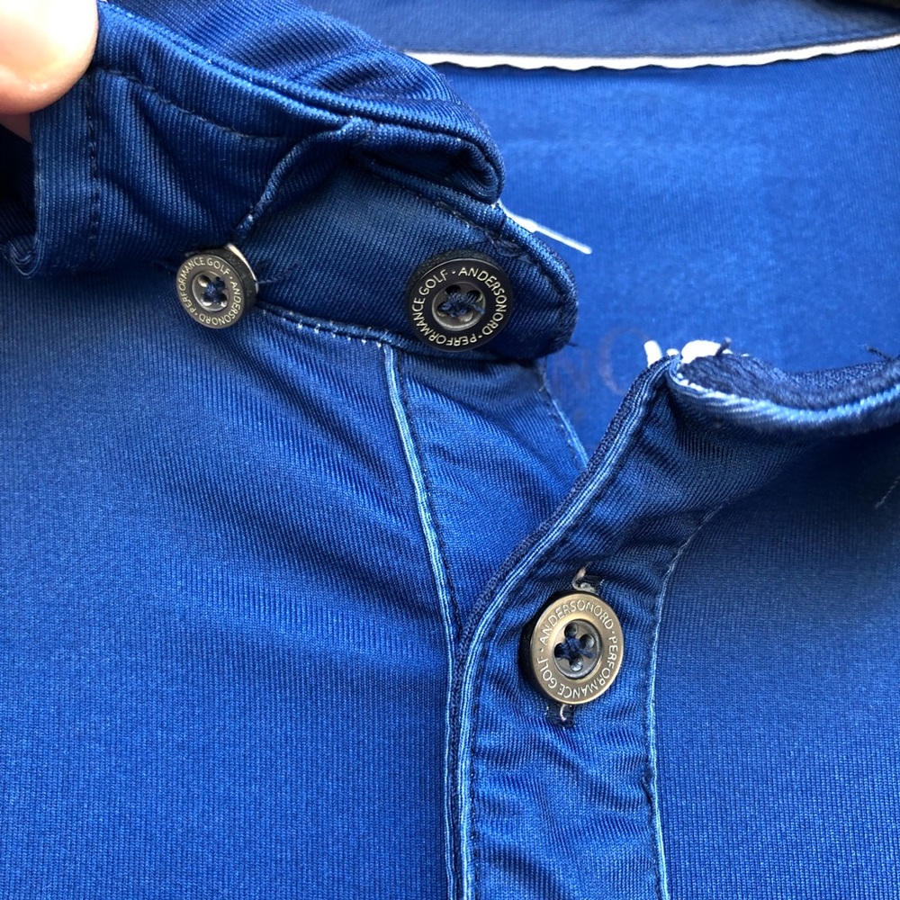 AndersonOrd Navy White Fade Performance Golf Polo M - Picture 3 of 13